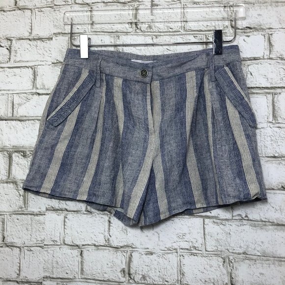 BCBGeneration Linen Pleated Striped Shorts K29 - Picture 1 of 4